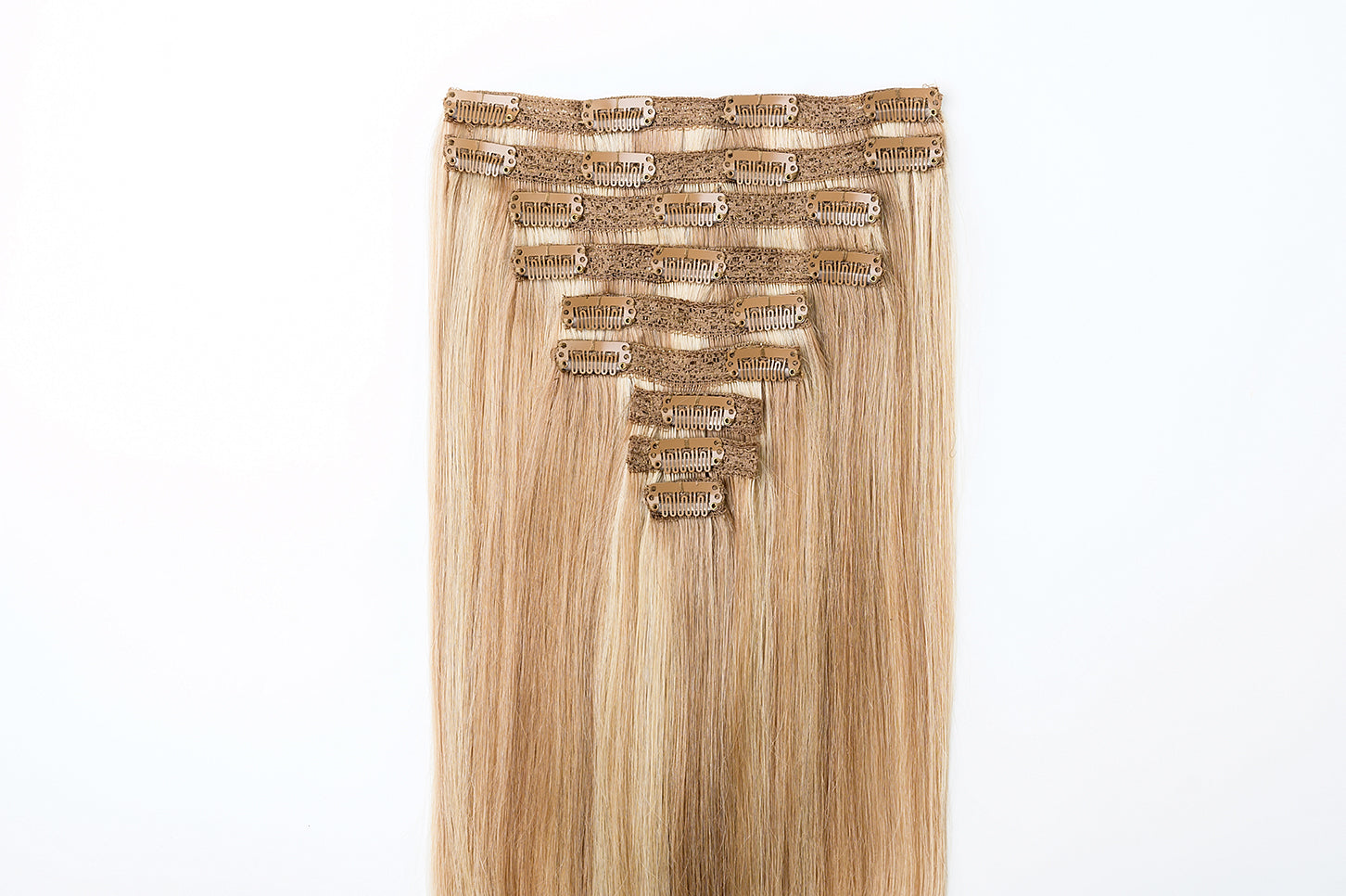 #16/22 Caramel Light Blonde Mix Classic Clip In Hair Extensions 9pcs