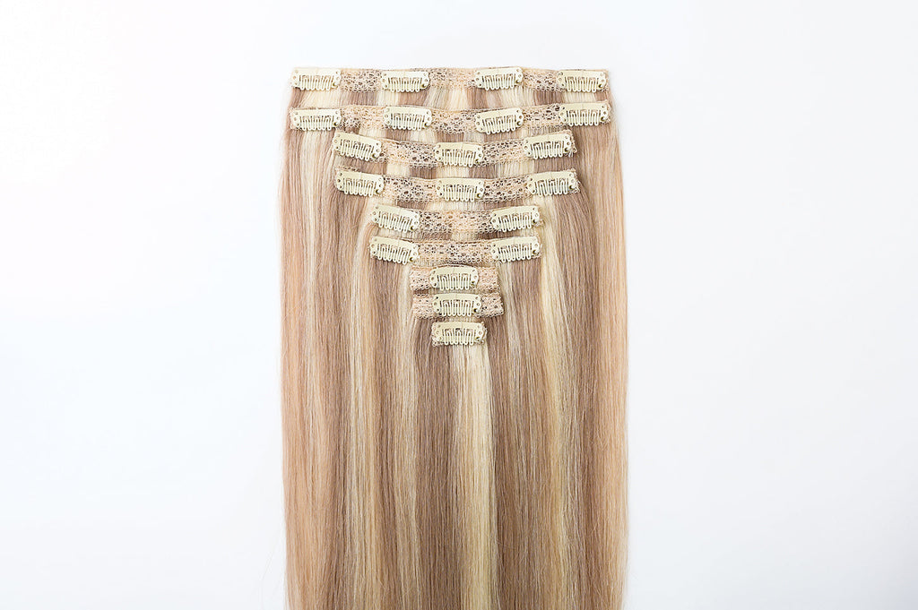 #18/613 Ash Blonde Highlights Classic Clip In Hair Extensions 9pcs