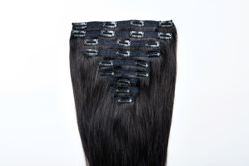 #1 Jet Black Classic Clip In Hair Extensions 9pcs