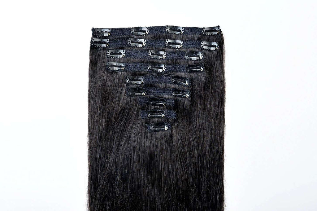#1B Off-Black Classic Clip In Hair Extensions 9pcs