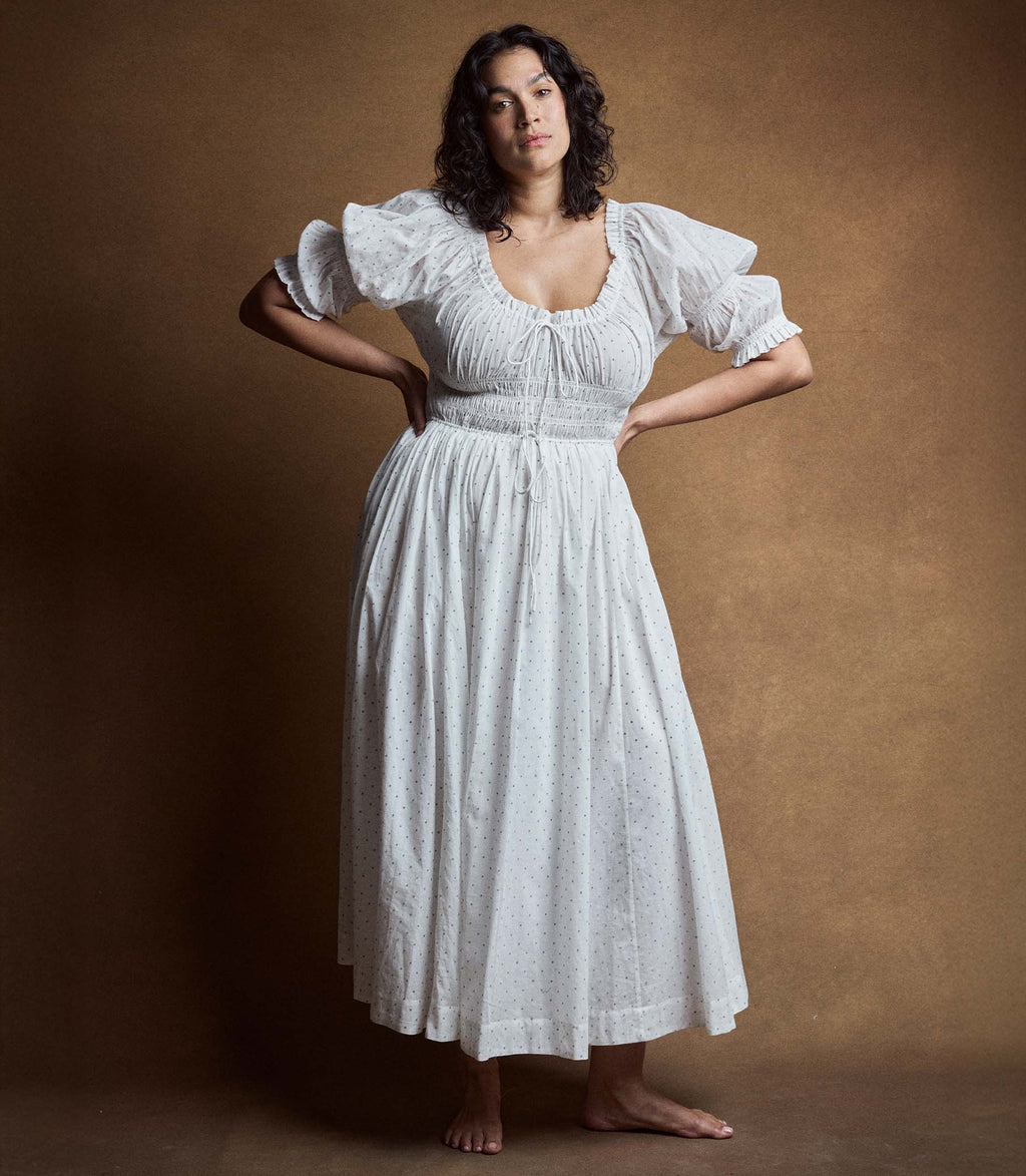 Ischia Dress in Salt Flock Dot