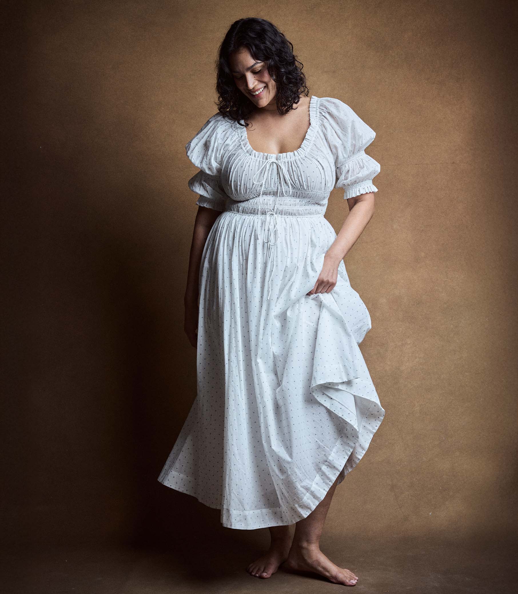 Ischia Dress in Salt Flock Dot