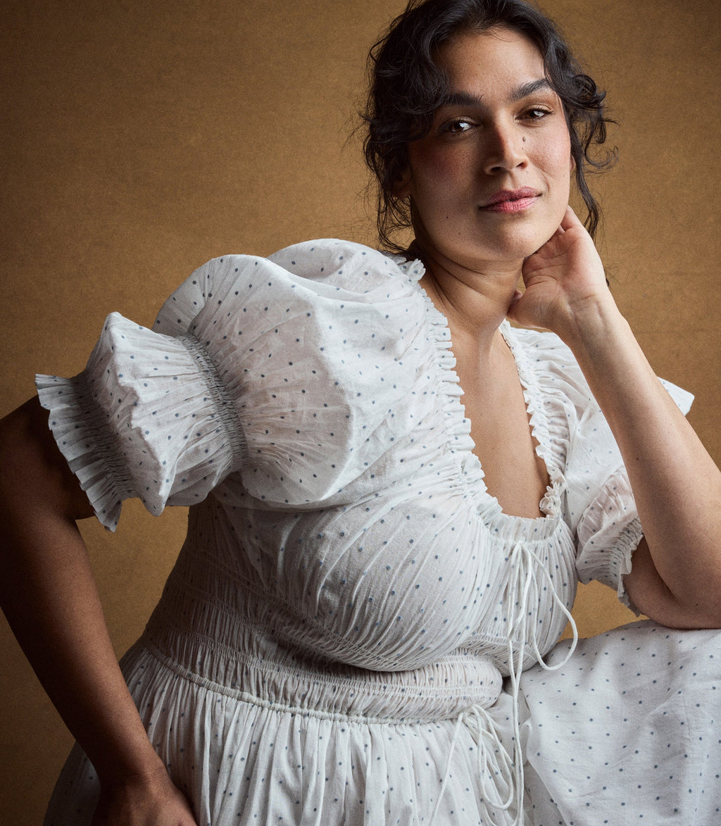 Ischia Dress in Salt Flock Dot