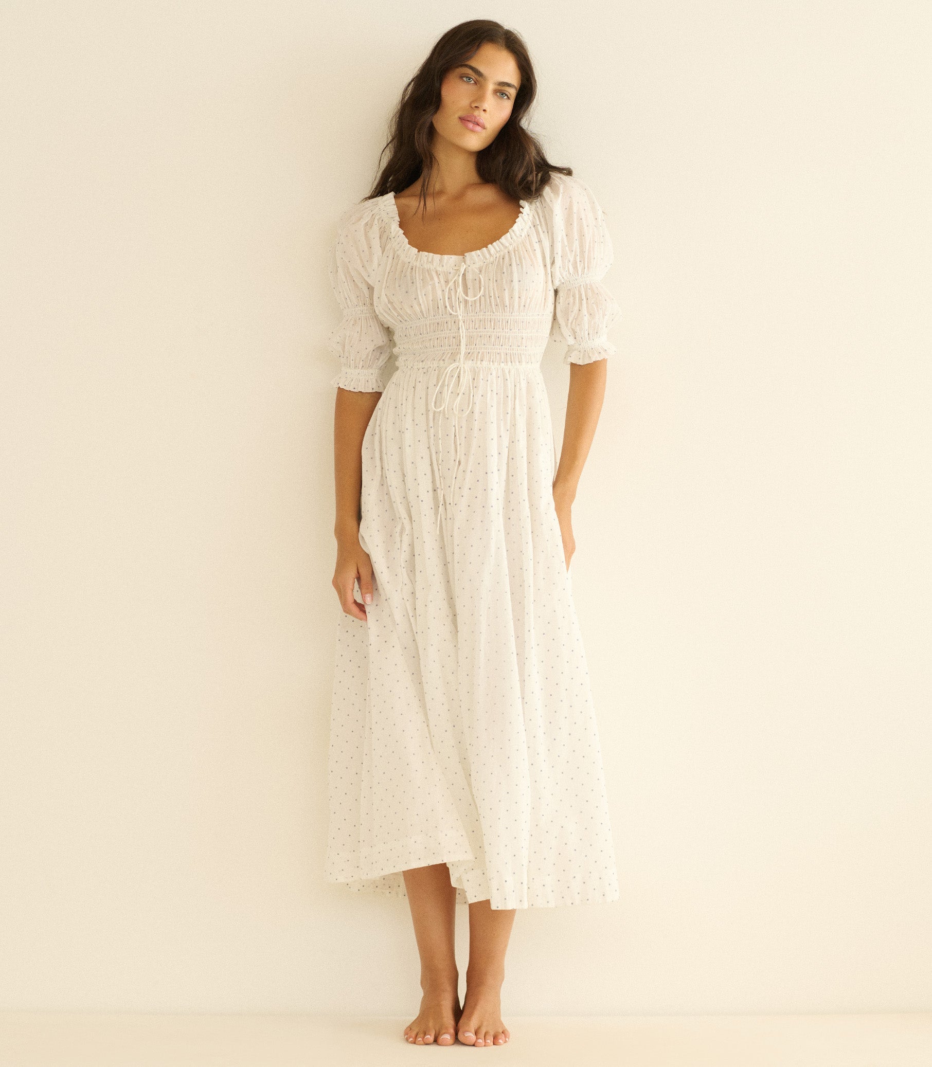 Ischia Dress in Salt Flock Dot