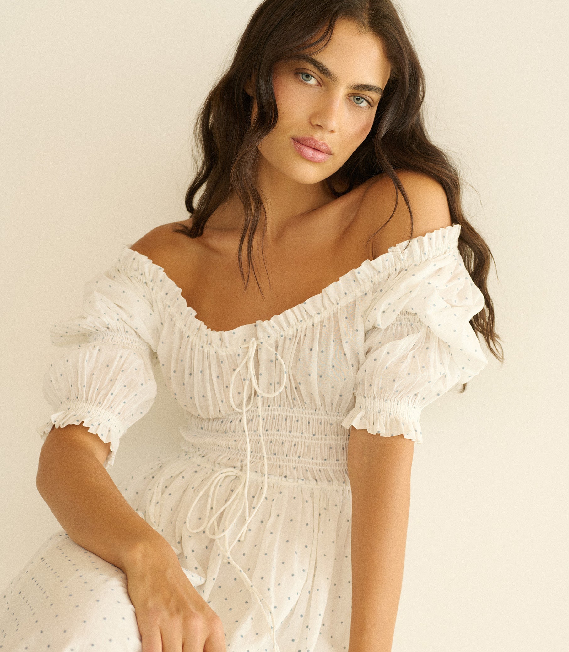 Ischia Dress in Salt Flock Dot