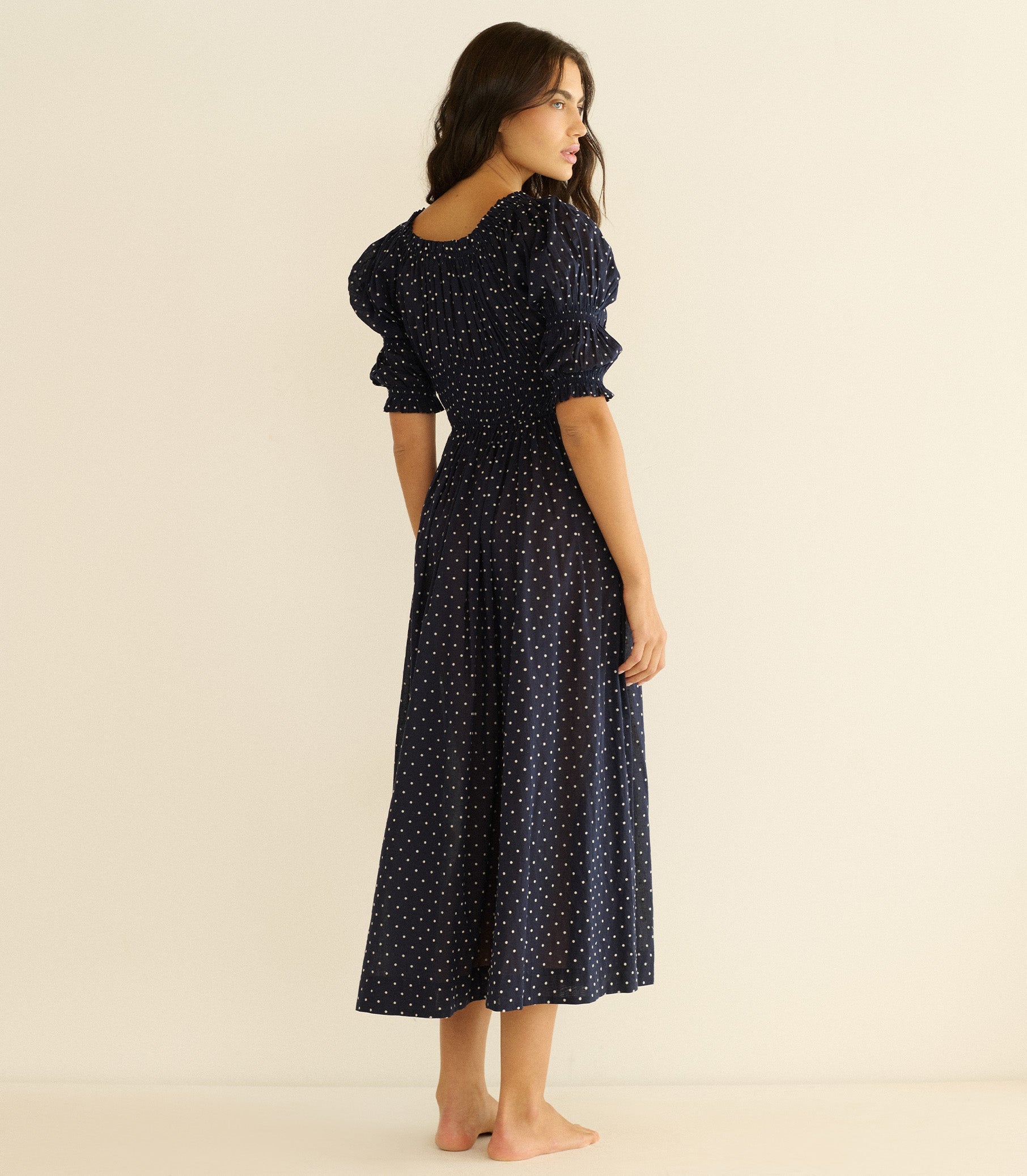 Ischia Dress in Navy Flock Dot
