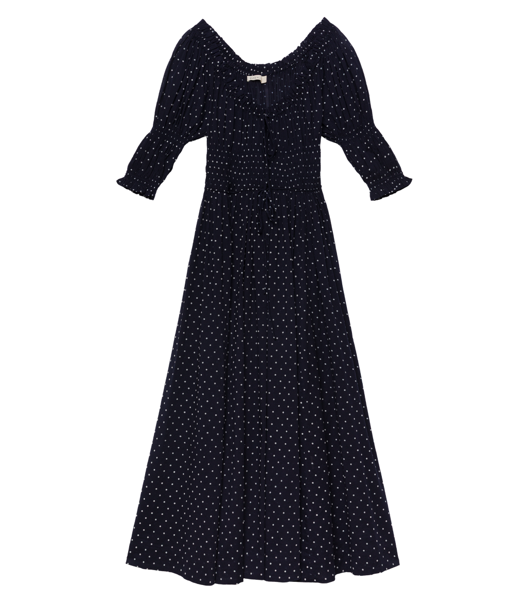 Ischia Dress in Navy Flock Dot