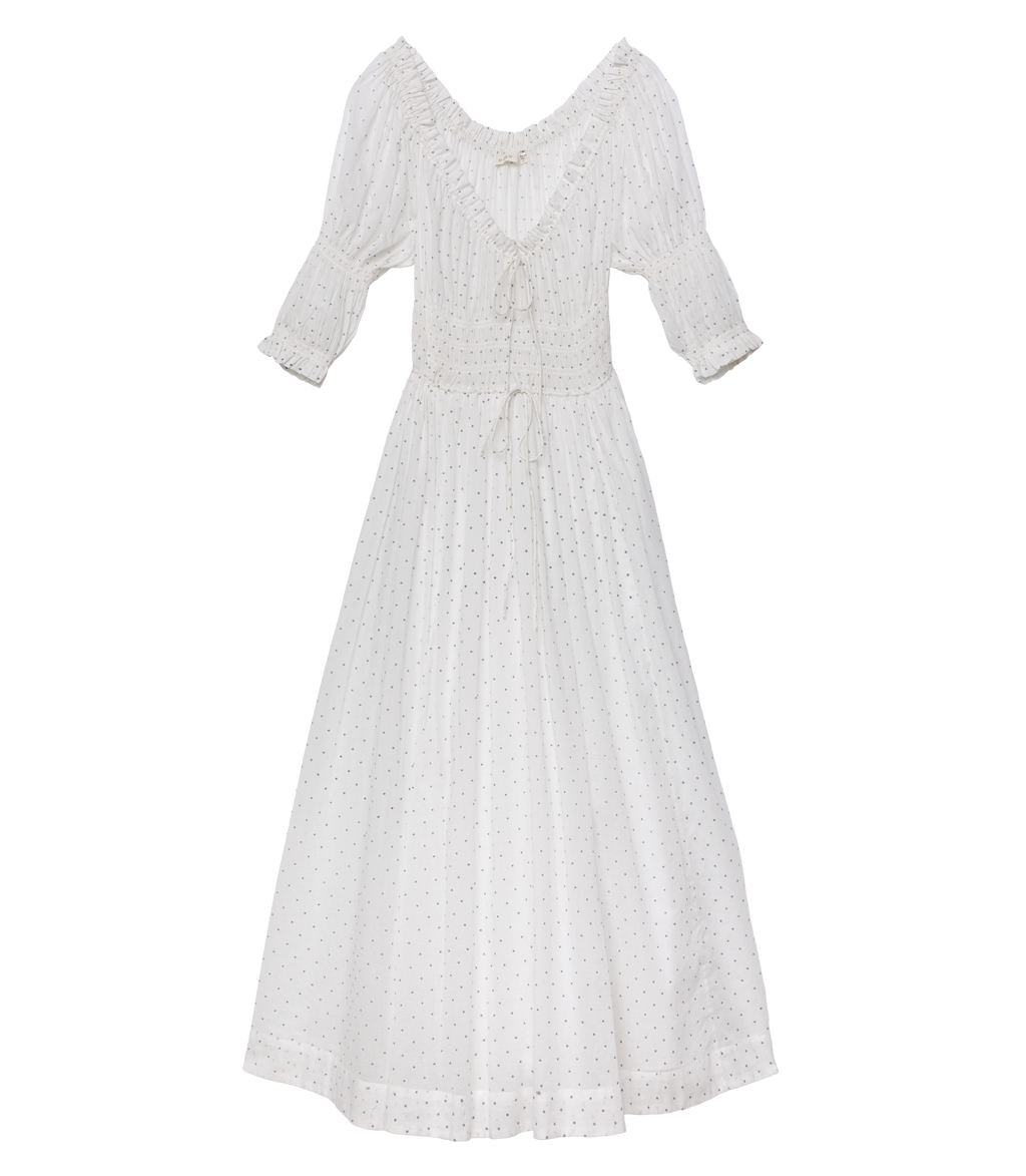 Ischia Dress in Salt Flock Dot