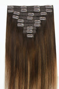 #Dark Ash Brown Balayage Classic Clip In Hair Extensions 9pcs